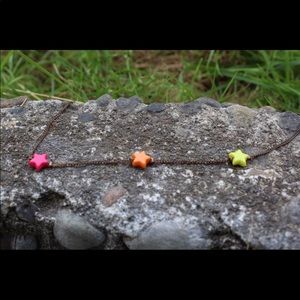 adjustable copper chain multicolored star necklace